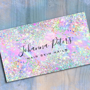 Cartão De Visita pastel cores faux glitter abstrato opal design