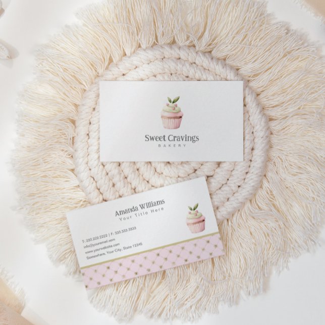 Cartão De Visita Pastel Cupcake Doce Árvores Cadeias (Criador carregado)