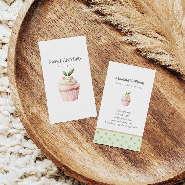 Cartão De Visita Pastel Cupcake Doce Árvores Cadeias (Criador carregado)