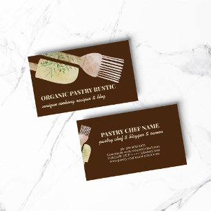 Cartão De Visita Pastel de Creme Castanho Ilustração Pastelaria