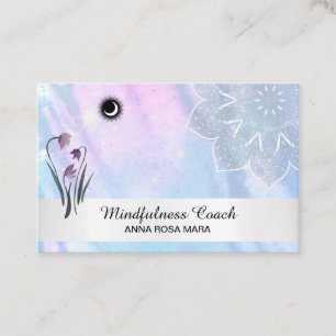 Cartão De Visita *~* Pastel Floral Moon Mandala Foil