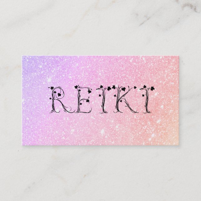 Cartão De Visita *~* Pastel Glitter REIKI Fonte Botânica Ivy (Frente)