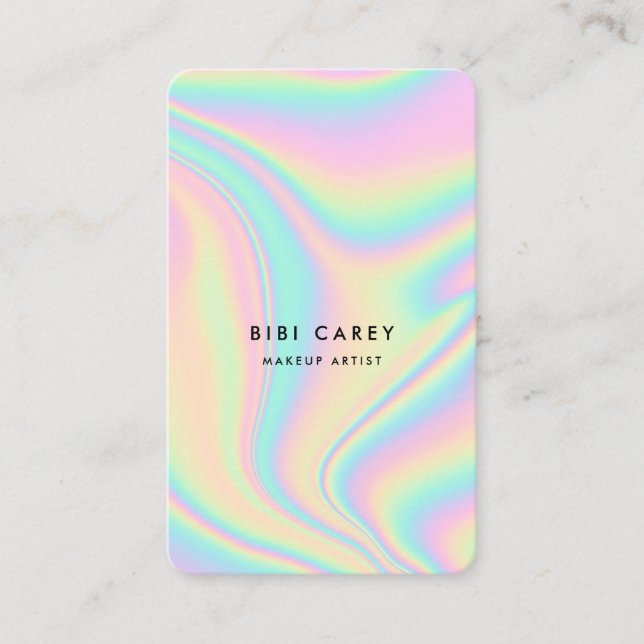 Cartão De Visita Pastel Holographic Makeup Artist (Frente)