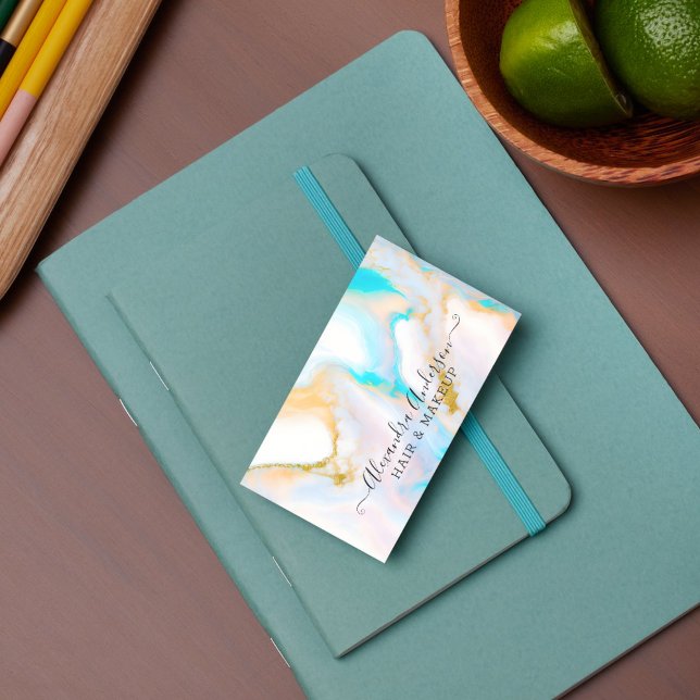 Cartão De Visita Pastel Moderno Opal E Dourado (Criador carregado)