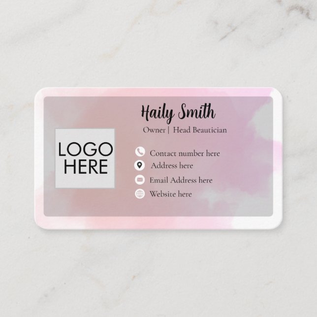 Cartão De Visita Pastel Pink & Mauve Gradient Modern Business card (Frente)