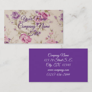 Cartão De Visita Pastel Pink & Purple Jarden Blooms Elegantes