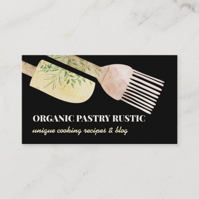 Cartão De Visita Pastel preto — Ilustração pastelaria (Frente)