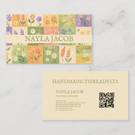 Cartão De Visita Pastel Pretty Girly Green Purple Quilt Patchwork 