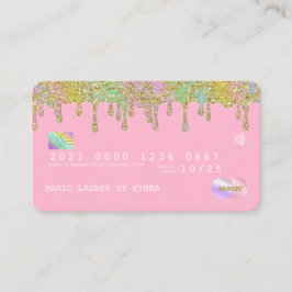 Cartão De Visita Pastel Rainbow Glitter Luxury Crédito Estilo