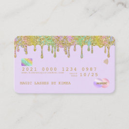 Cartão De Visita Pastel Rainbow Glitter Luxury Crédito Estilo