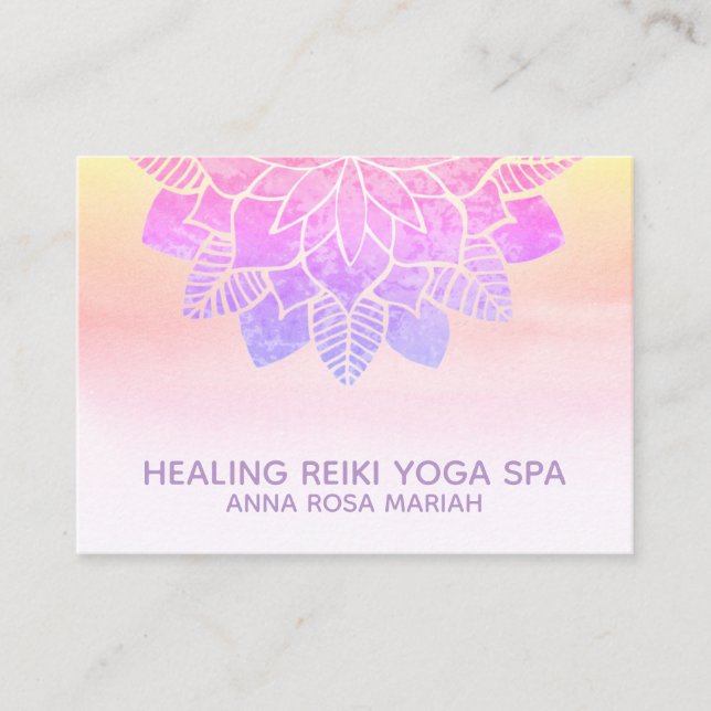 Cartão De Visita *~* Pastel Rainbow Yoga Espiritual Reiki Mandala (Frente)