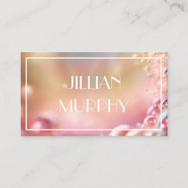 Cartão De Visita Pastel rosa-pérola-brilhante feminino (Frente)