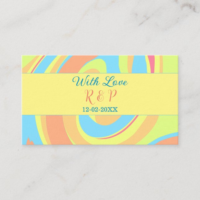 CARTÃO DE VISITA PASTEL SWIRL RETRO ADICIONAR NOME LETTER DATA MODE (Frente)