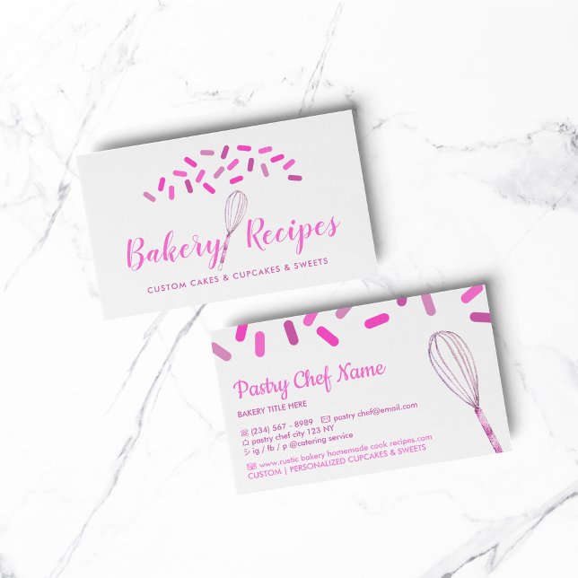 Cartão De Visita Pastelaria Creative Whisk Signature (BAKERY PASTRY CHEF COOK CAKE event planner business)