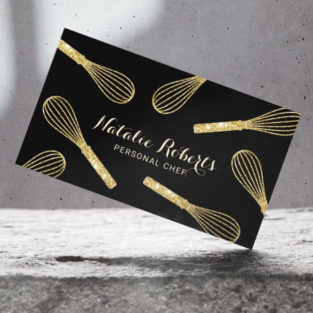 Cartão De Visita Pastelaria Dourada Glitter Whischer Bakery (Criador carregado)