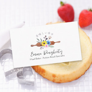 Cartão De Visita Pastelaria Pastelaria Utensil Rolante Pino Fritado