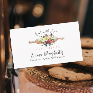 Cartão De Visita Pastelaria Vermelho Floral Rolante Pino Baking Ute