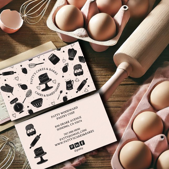 Cartão De Visita Pasteleiro-pasteleiro-do-mato-cozido Utensílios de (Criador carregado)