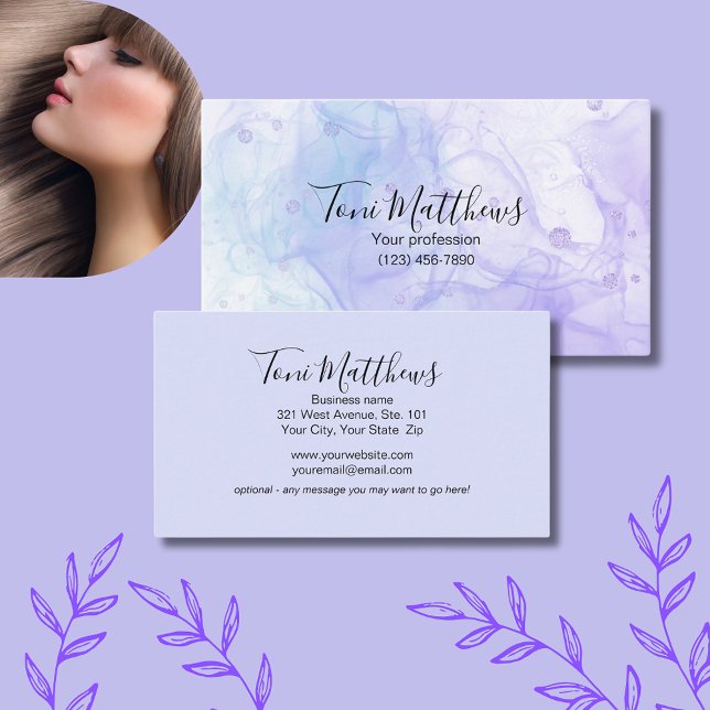 Cartão De Visita Pastels Glam Elegant Salon (Colorful pastels come together to create a stylish and eye-catching business card.)