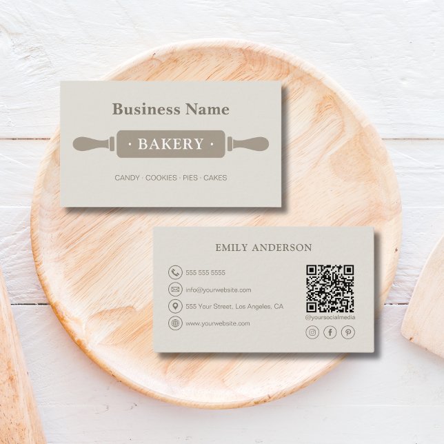 Cartão De Visita Pasteria Minimalista (Minimalist Bakery Business Card)