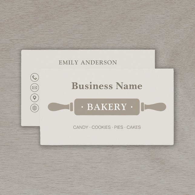 Cartão De Visita Pasteria Minimalista (Create your own bakery business card by MINTIC DESIGN STUDIO)