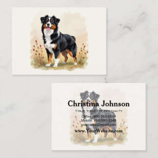 Cartão De Visita Pastor australiano Black Tricolor Aussie Dog