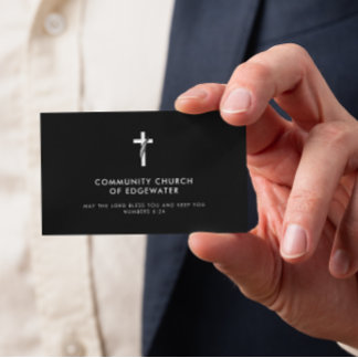 Cartão De Visita Pastor Clássico Mínimo de Fé Negra