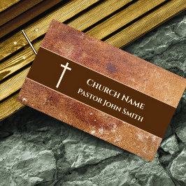 Cartão De Visita Pastor da Igreja Couro Falso Rústico Cristão