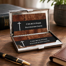 Cartão De Visita Pastor da Igreja Couro RÚSTICO Cristão
