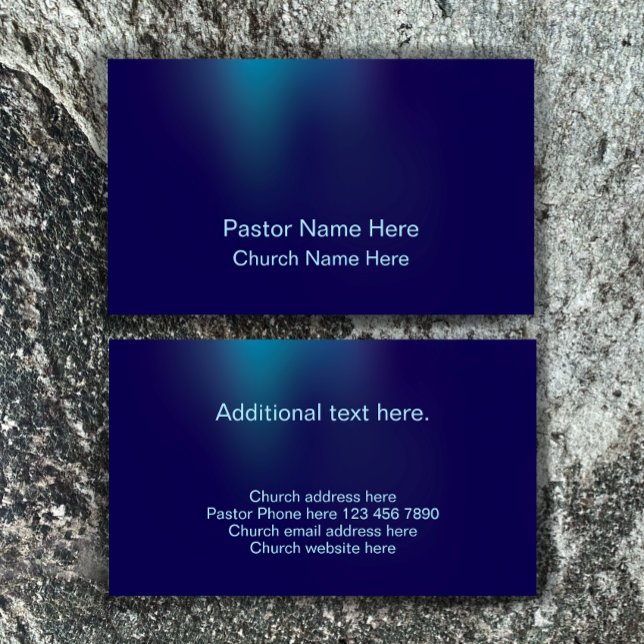 Cartão De Visita Pastor da Igreja Cristã Na moda Moderno Personaliz (Unique custom business card template. Modern cool blue gradient. 
)