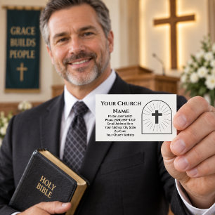 Cartão De Visita Pastor da Igreja do Logotipo da Cruz Preta