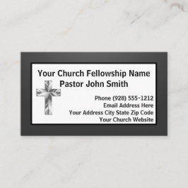 Cartão De Visita Pastor da Igreja Negra Sombreada Moderna Minimalis