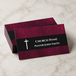 Cartão De Visita Pastor da Igreja Veludo Vermelho Vintage Cristão