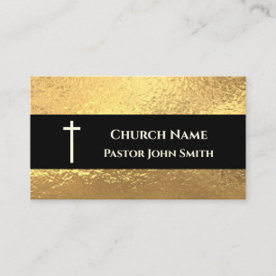 Cartão De Visita Pastor Dourado Black Classy Christian