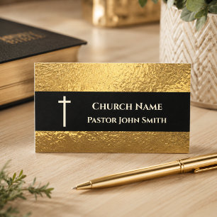 Cartão De Visita Pastor Dourado Black Classy Christian