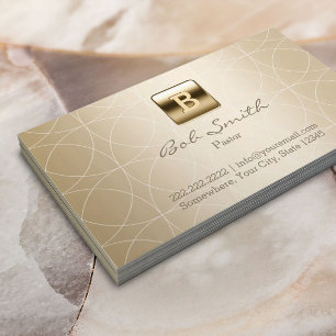 Cartão De Visita Pastor Dourado dos padrões de Geo do monograma