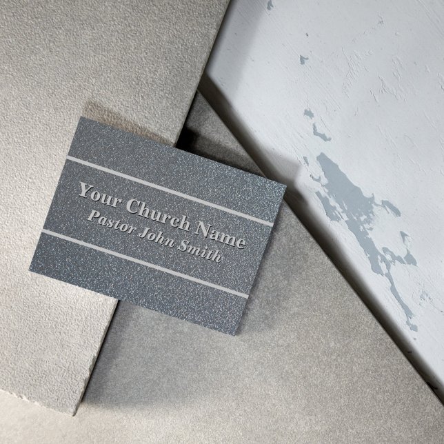 Cartão De Visita Pastor Elegante da Igreja Glitter Silver (Elegant Silver Glitter Church Pastor Business Card)