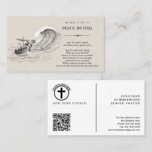Cartão de Visita Pastor Mark 4:39-41 com QR Code