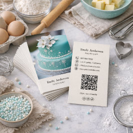 Cartão De Visita Pastry Chef Bakery Photo QR Code 