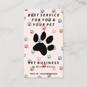 Cartão De Visita pata cor-de-rosa cachorro gato animal de estimação