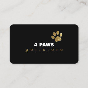 Cartão De Visita Pata de Cachorro - Pet Store preto moderno
