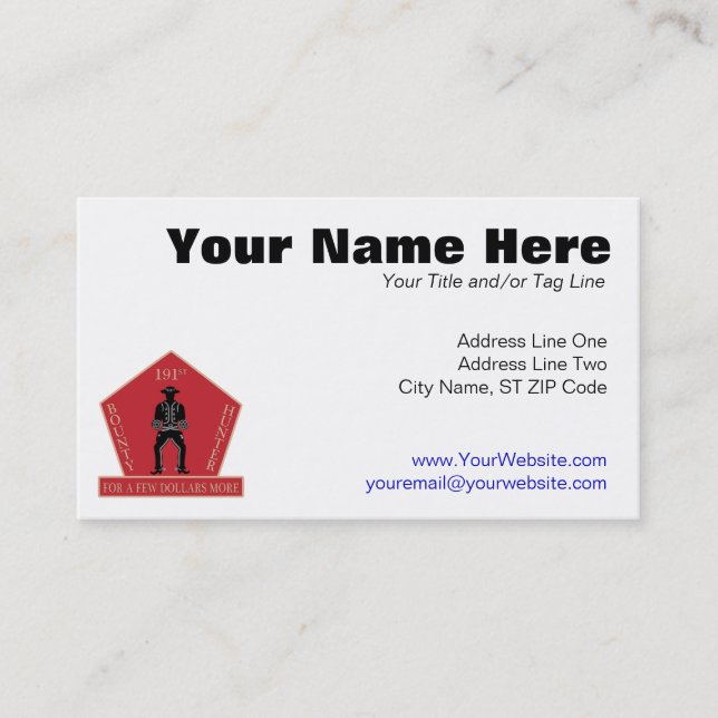 Cartão De Visita Patch de Caçadores de Recompensas (Frente)