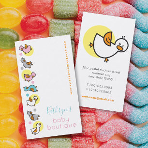 Cartão De Visita Patinhos Bebês Coloridos e Caprichosos em Pastéis