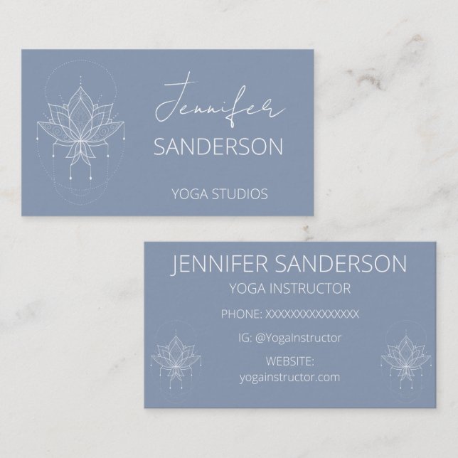 Cartão De Visita Pato bonito Ovo Azul Boho Floral Lotus Yoga (Frente/Verso)