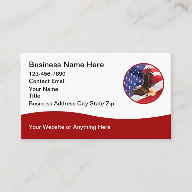 Cartão De Visita Patriotic American Eagle Modern Business Cards (Frente)