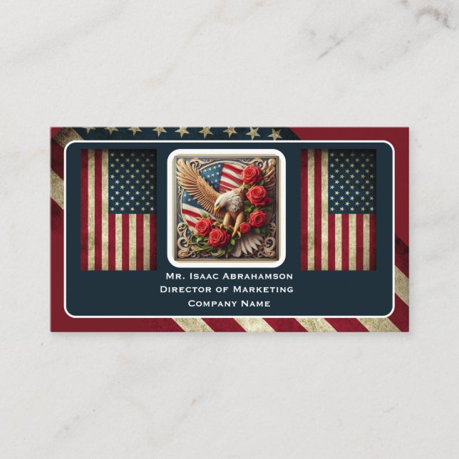Cartão De Visita Patriotic American Flag Business Card (Frente)