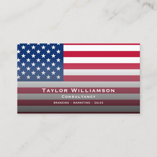 Cartão De Visita Patriotic American Flag USA America Veteran Simple (Frente)