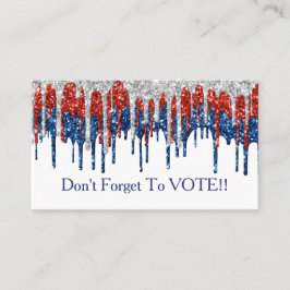 Cartão De Visita Patriotic Glitter Drip Border Vote Reminder