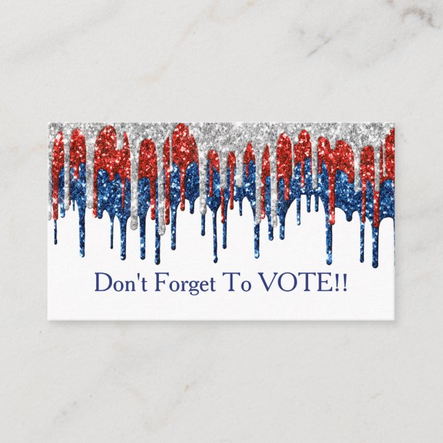 Cartão De Visita Patriotic Glitter Drip Border Vote Reminder (Frente)