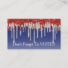 Cartão De Visita Patriotic Red White Glitter Drip Blue Reminder